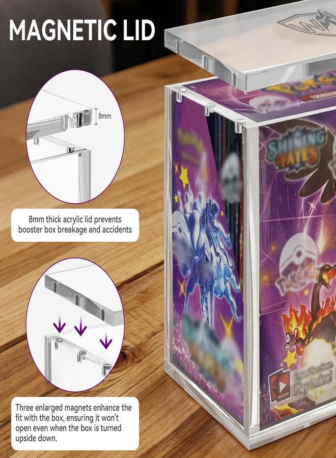 WTVIDAS PKMN Booster Box Case, 8mm Ultra Thick Acrylic Protector with Magnetic Lid, Stackable Clear Display Box for Trading Card Collection - Image 3